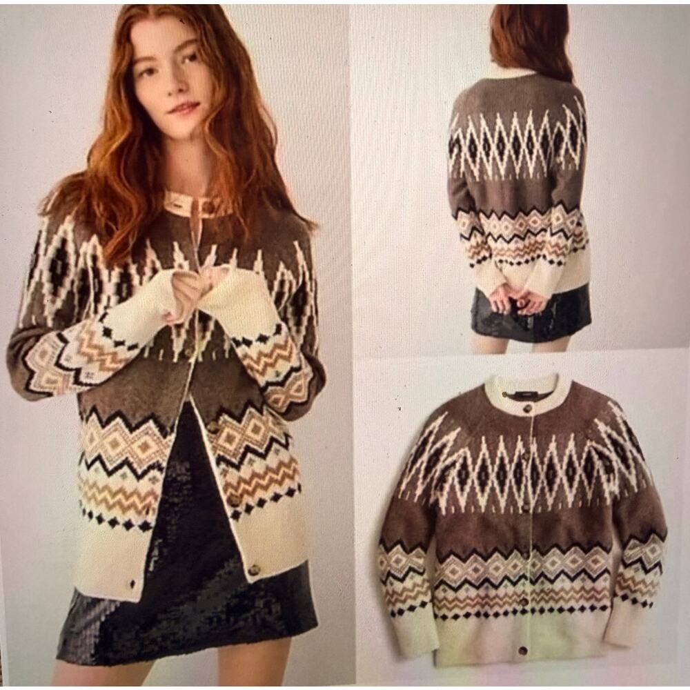 J.Crew Fair Isle Cardigan in the Heather Fawn Muslin size Medium
